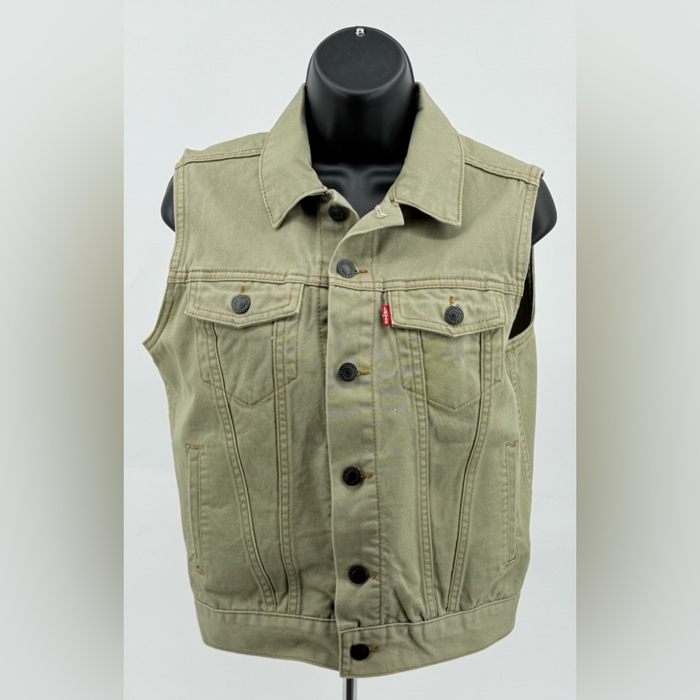 Levi's Denim Vest Youth Medium‎ (10-12 Years) Sage Green Sleeveless Cotton NWOT